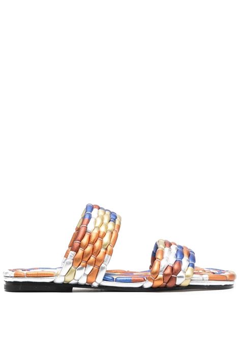 Brown interwoven metallic slides - women DRIES VAN NOTEN | WS231589701